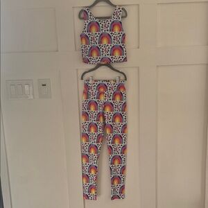 Lola and the Boys Rainbow Print Crop Top and Leggings Set